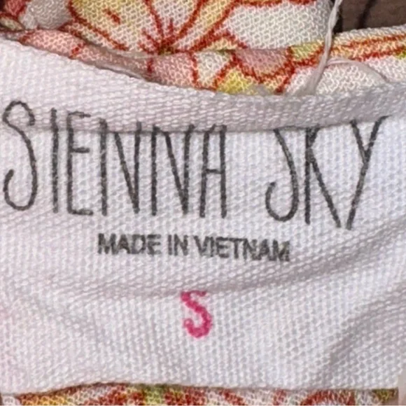 Sienna Sky Women’s Small Blouse Floral Yellow Pink White Top Shirt Boho Garden - Picture 5 of 10